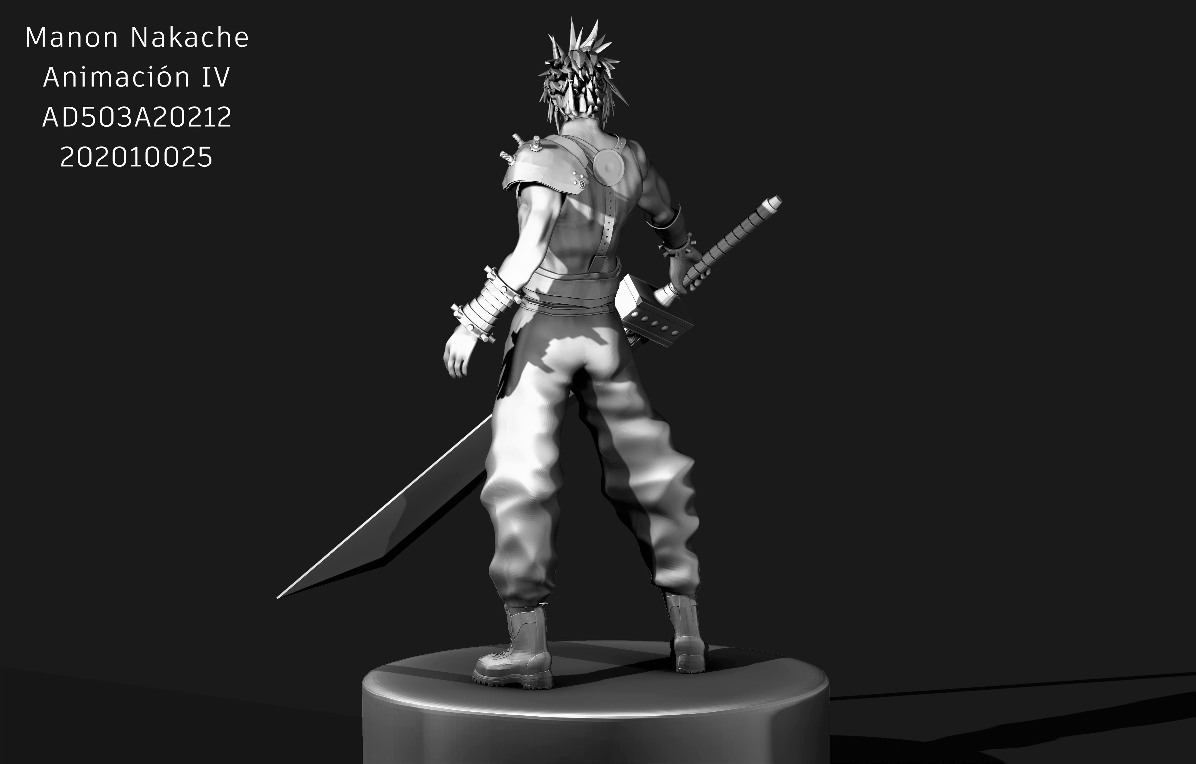 Rigged Cloud Strife 3D model Low-poly 3D model_3
