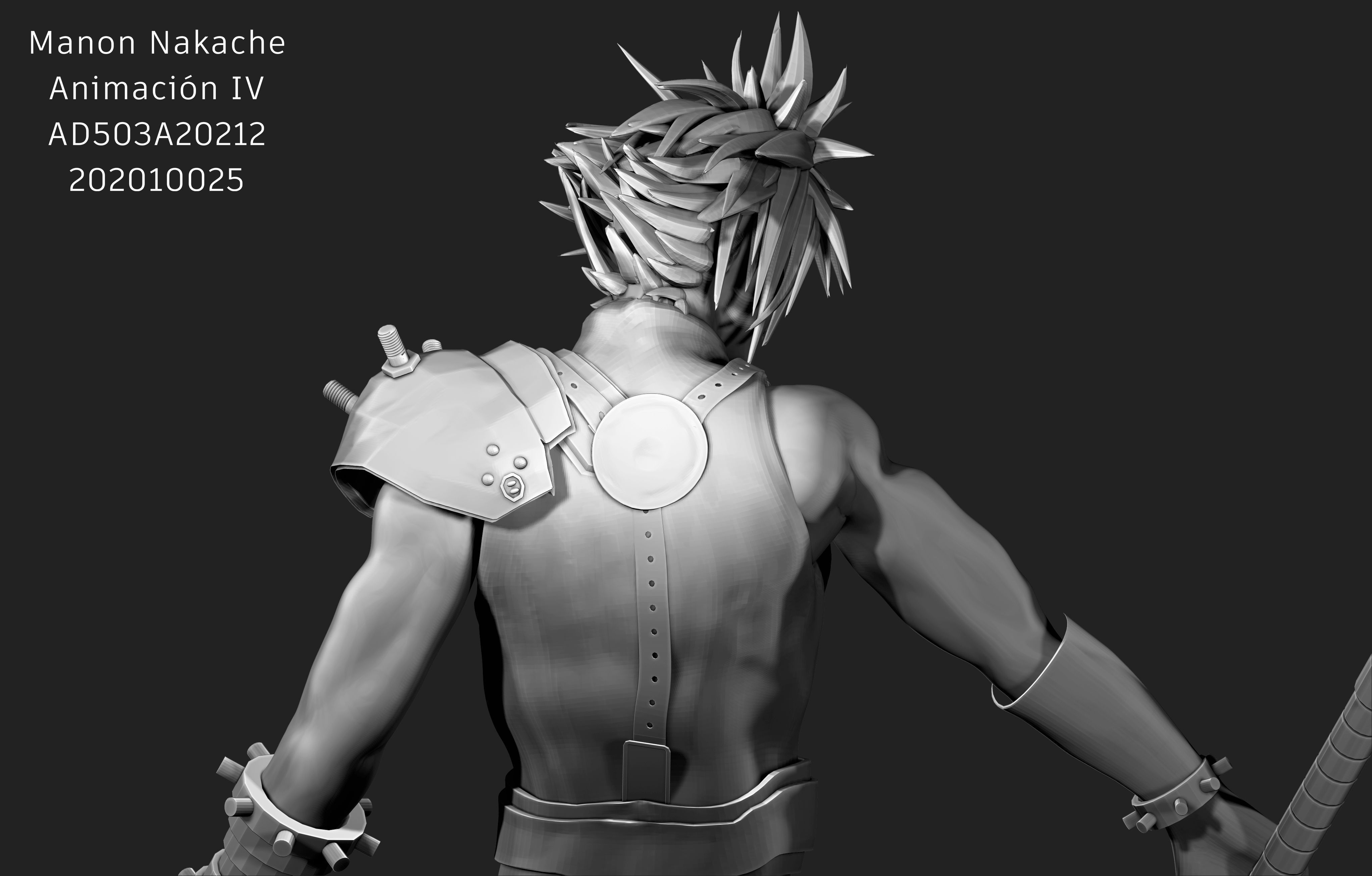 Rigged Cloud Strife 3D model Low-poly 3D model_5