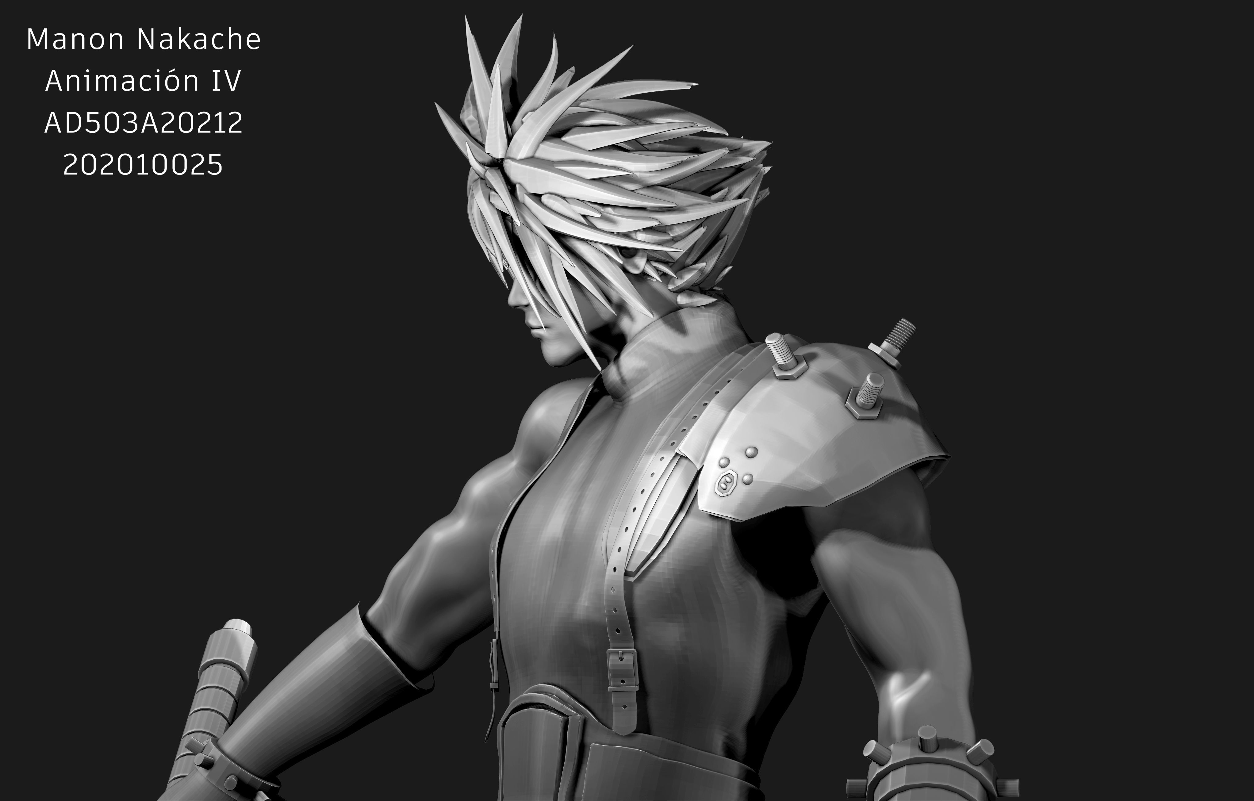 Rigged Cloud Strife 3D model Low-poly 3D model_6