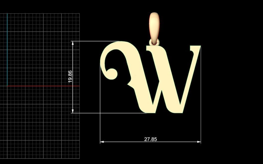 Initial Letters Pendant Banthern W 3D print model_4