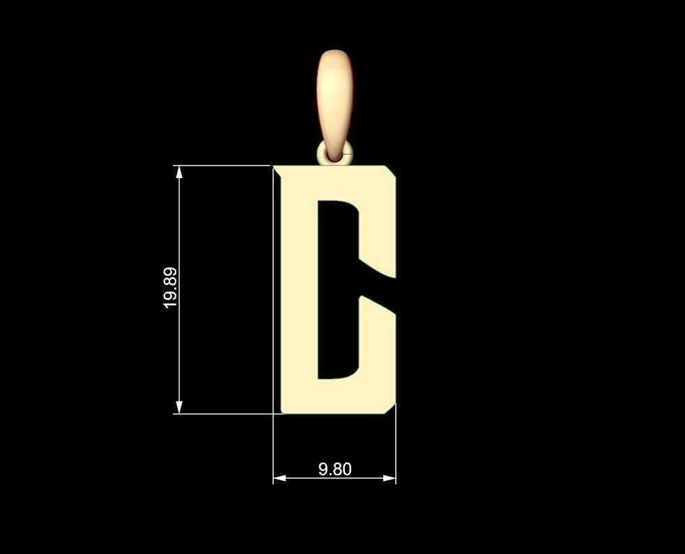 Initial Letters Pendant BASTERU C 3D print model_4
