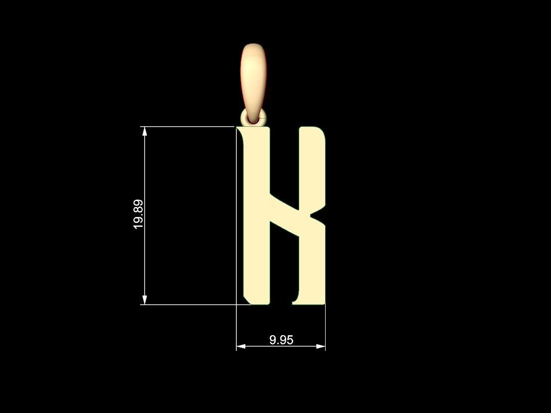 Initial Letters Pendant BASTERU K 3D print model_4