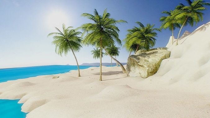 Beach Baked Scenario VR AR Ready Low-poly 3D model