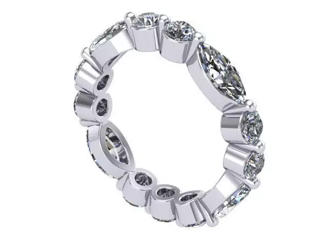 Marquise and Round Diamonds Band  3D print model_0