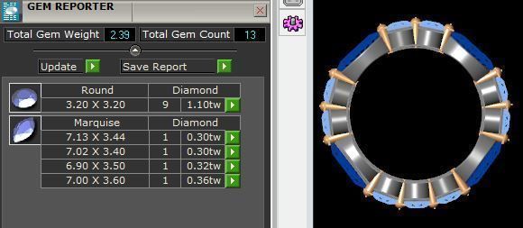 Marquise and Round Diamonds Band  3D print model_5