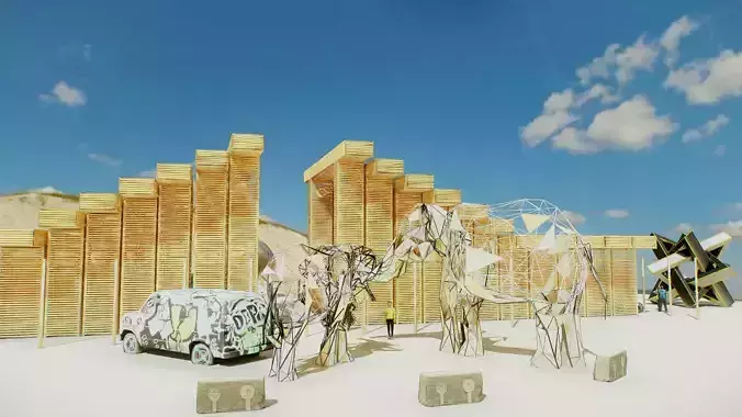 Burning Man Baked AR VR Ready Low-poly 3D model