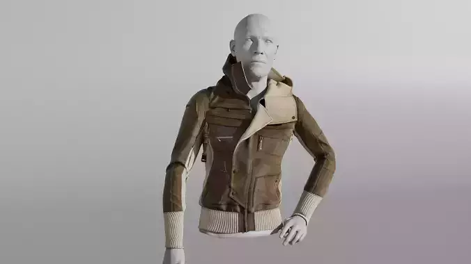 Highpoly Jacket hooded 3D model
