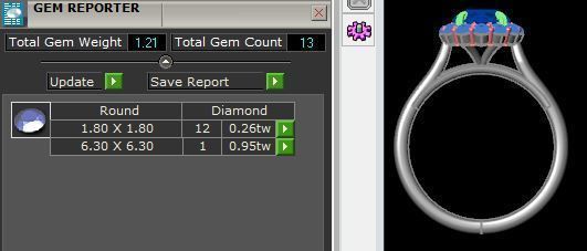 Sapphire with Round Diamond Halo 3D print model_5