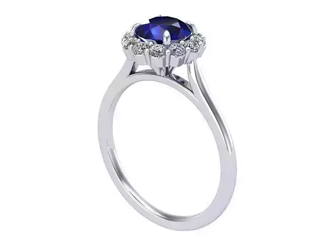 Sapphire with Round Diamond Halo