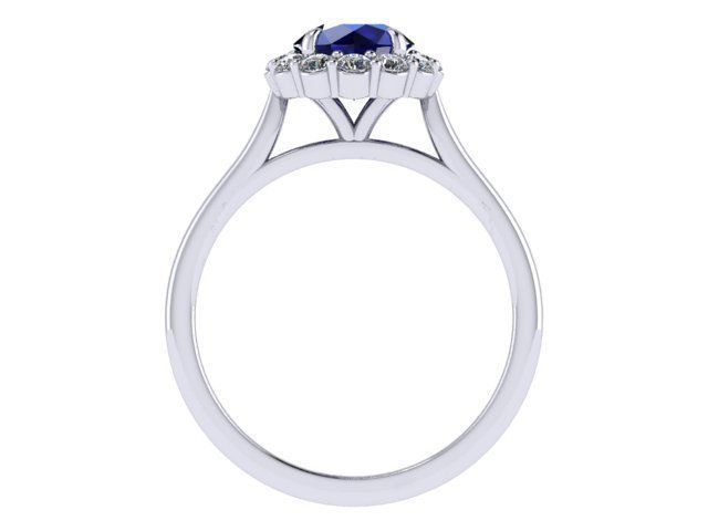 Sapphire with Round Diamond Halo 3D print model_3