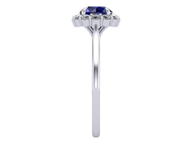 Sapphire with Round Diamond Halo 3D print model_2