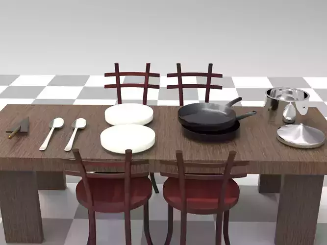Dining room table Free 3D model 3D model