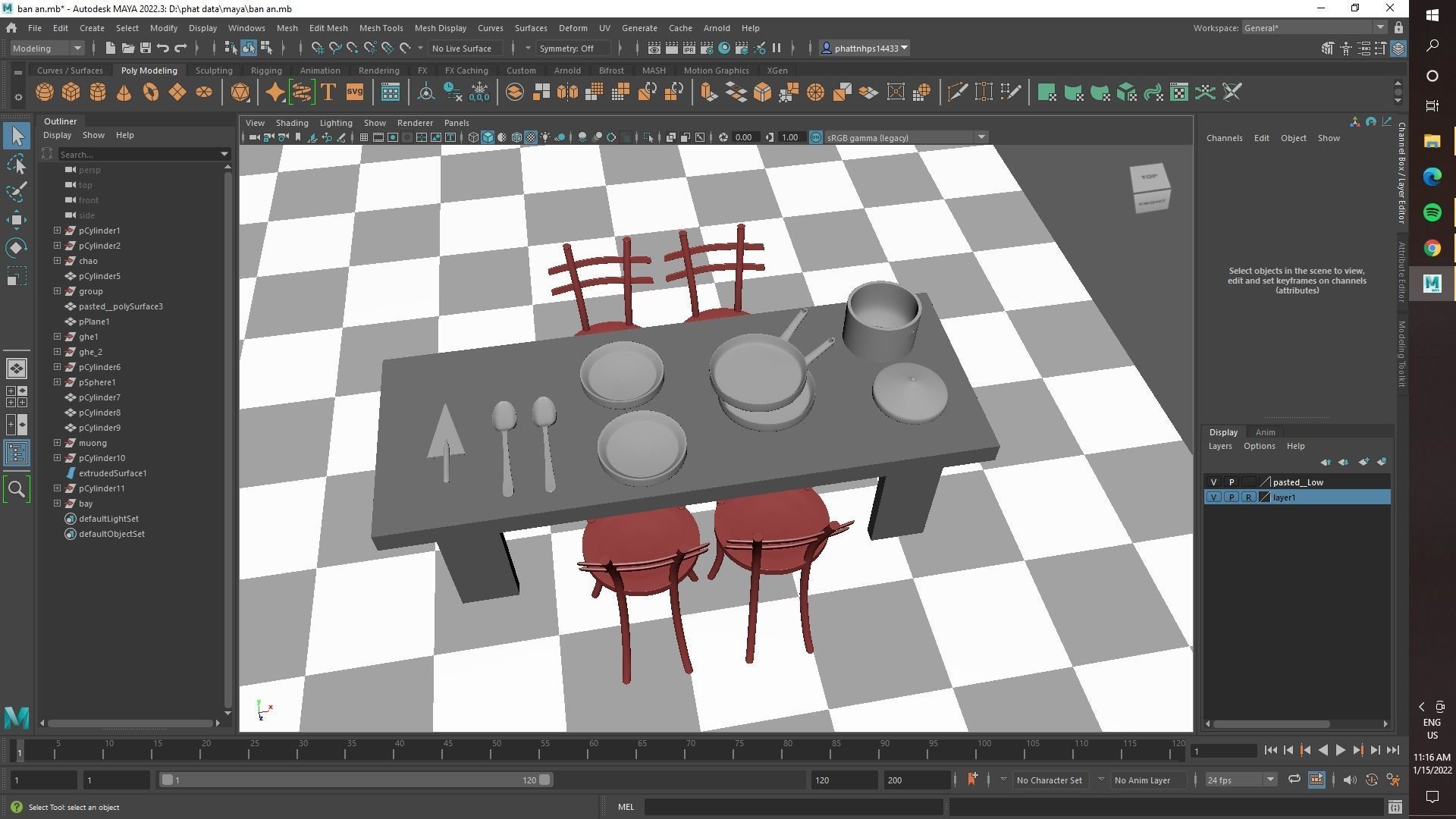 Dining room table Free 3D model 3D model_1