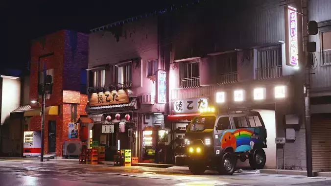 Japenese Street Scene  3D model