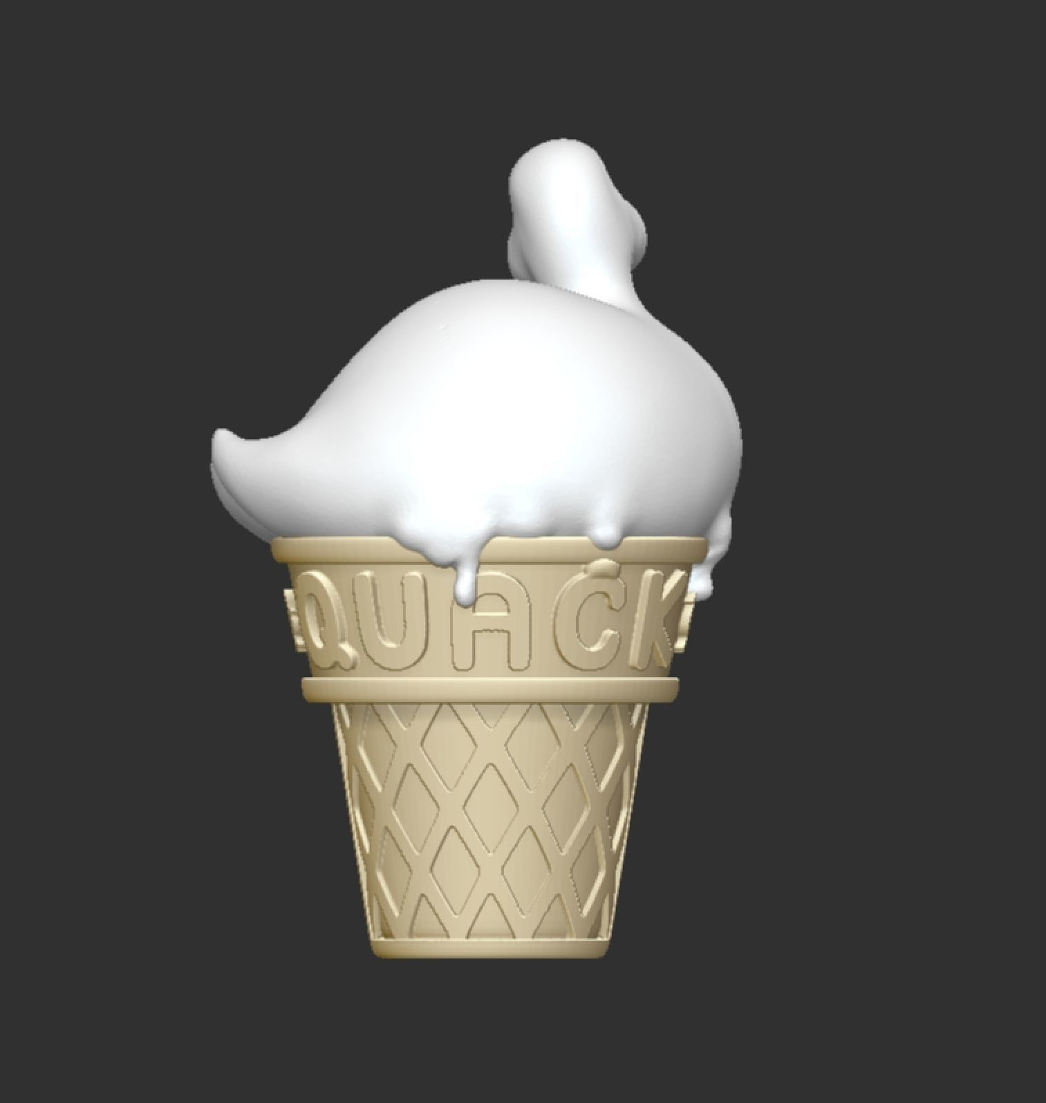 Duck icecream Melted duck design quack 3D print model_2