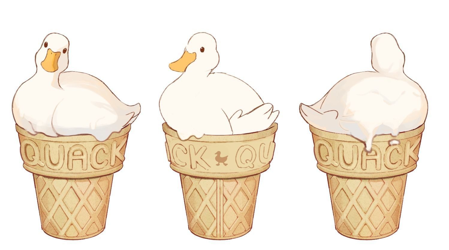 Duck icecream Melted duck design quack 3D print model_7
