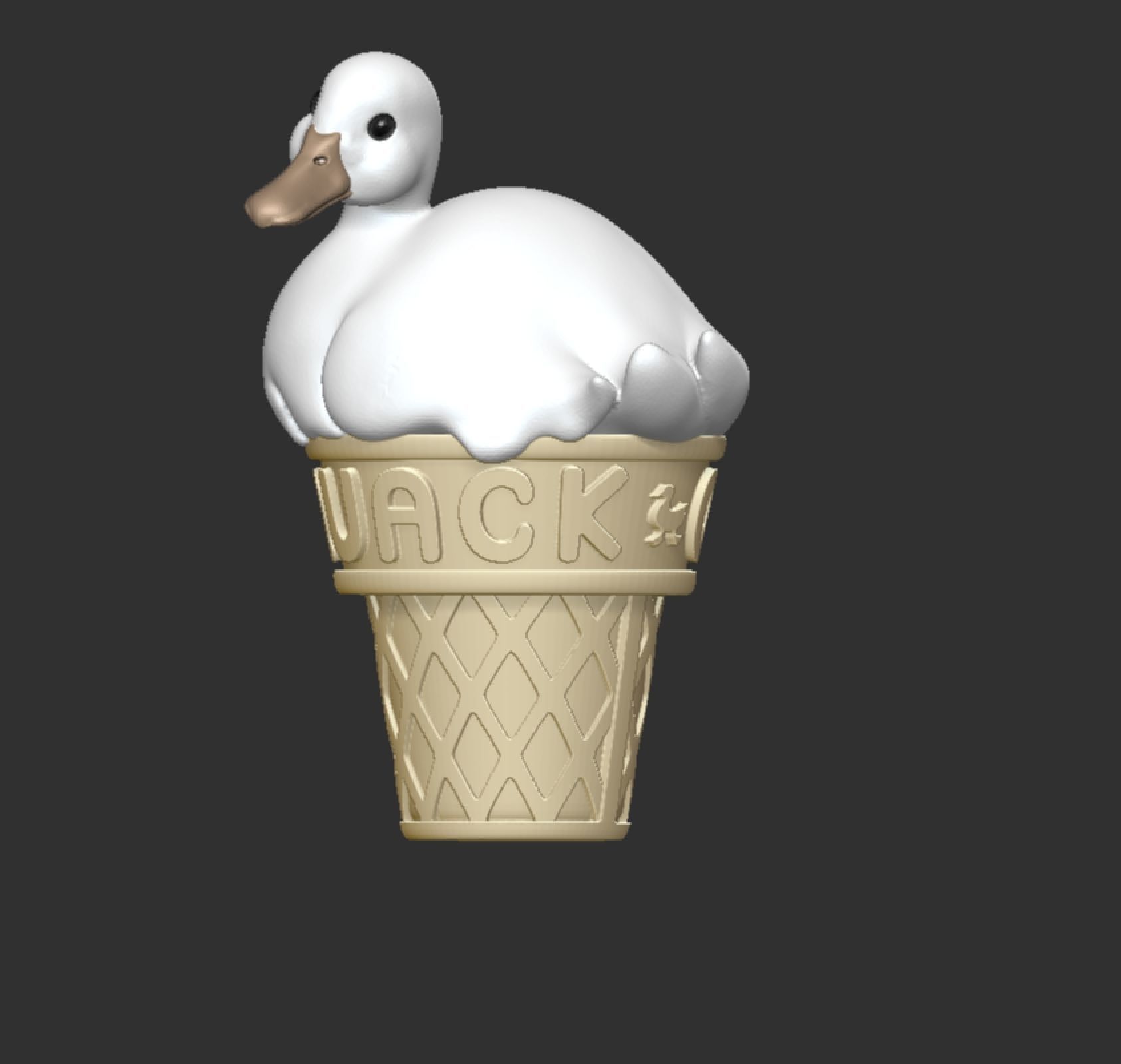 Duck icecream Melted duck design quack 3D print model_4