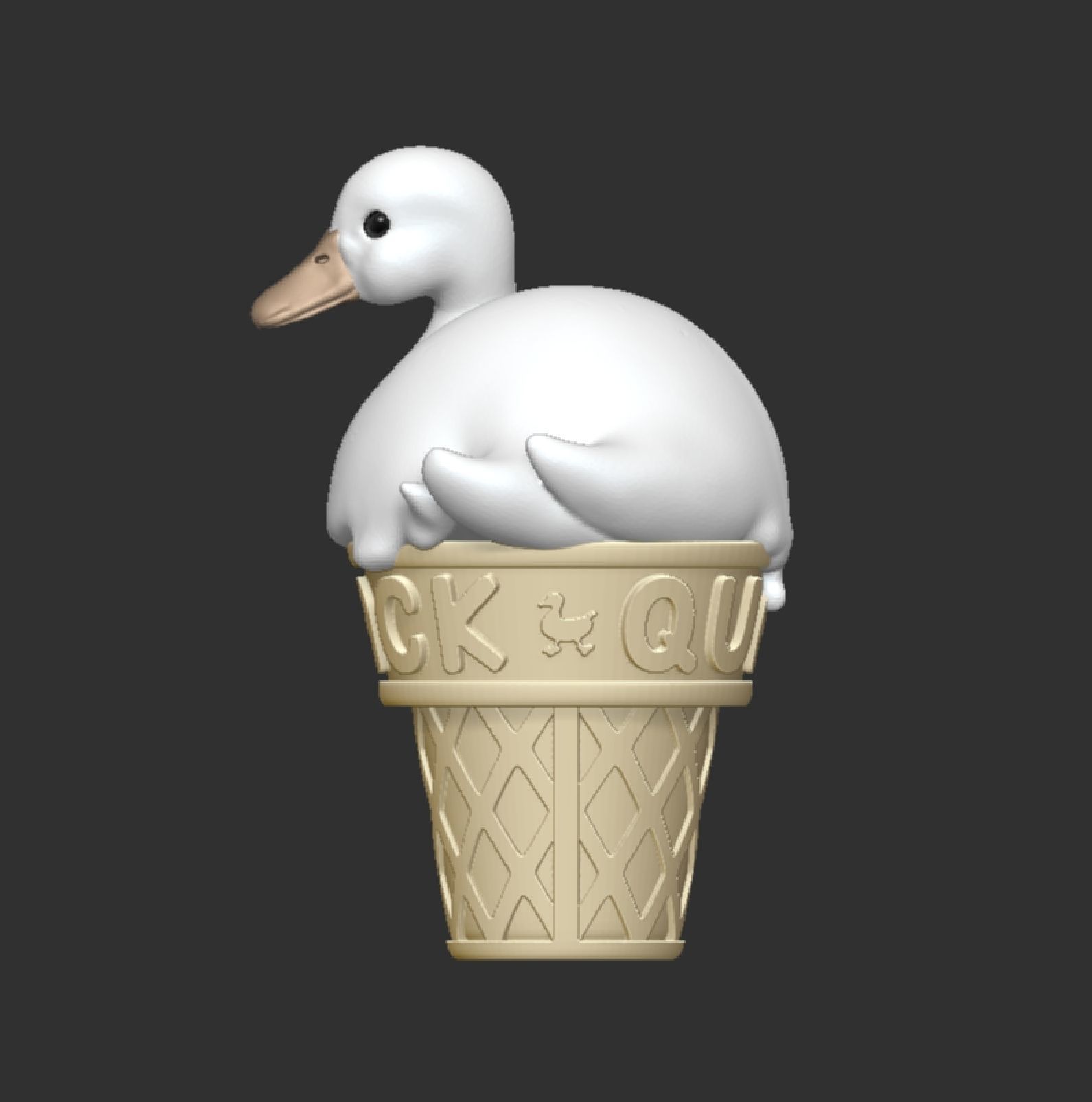 Duck icecream Melted duck design quack 3D print model_1