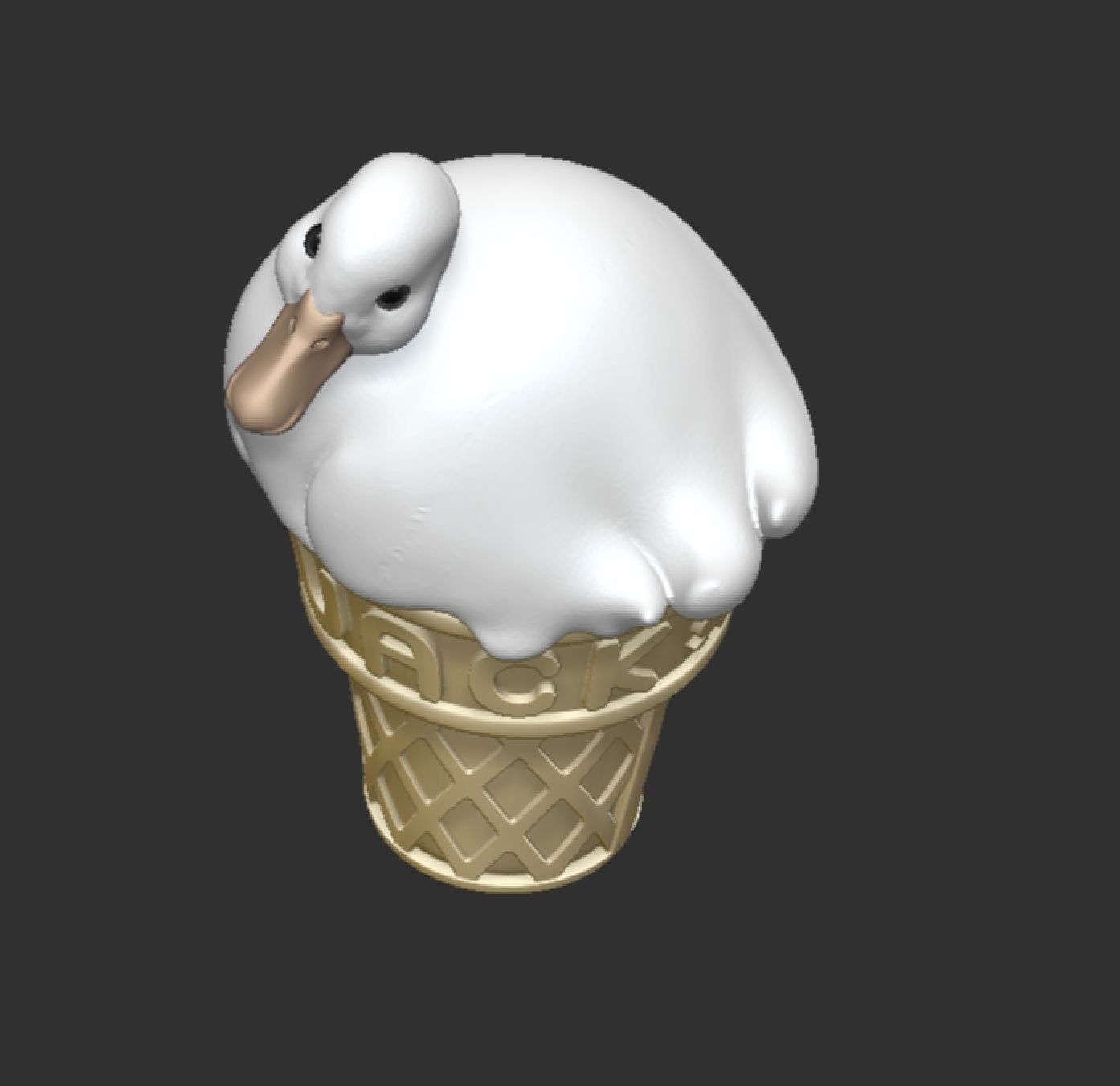 Duck icecream Melted duck design quack 3D print model_5