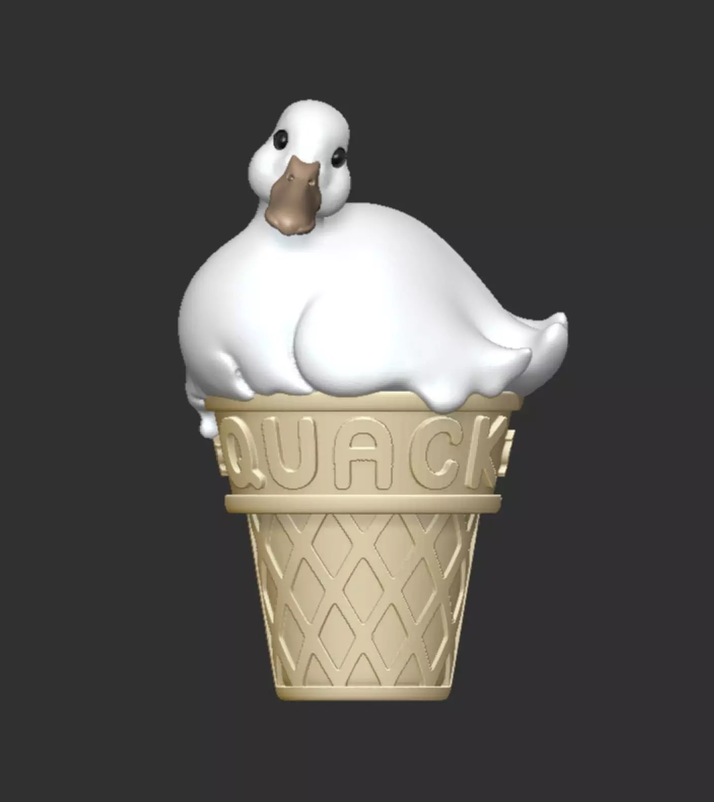 Duck icecream Melted duck design quack 3D print model_0