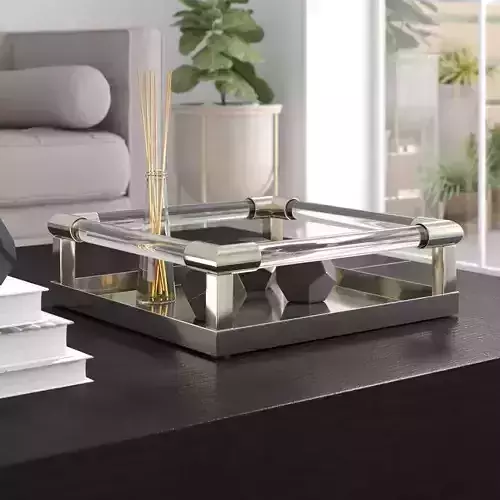 Polished Nickel Glass Vanity Tray