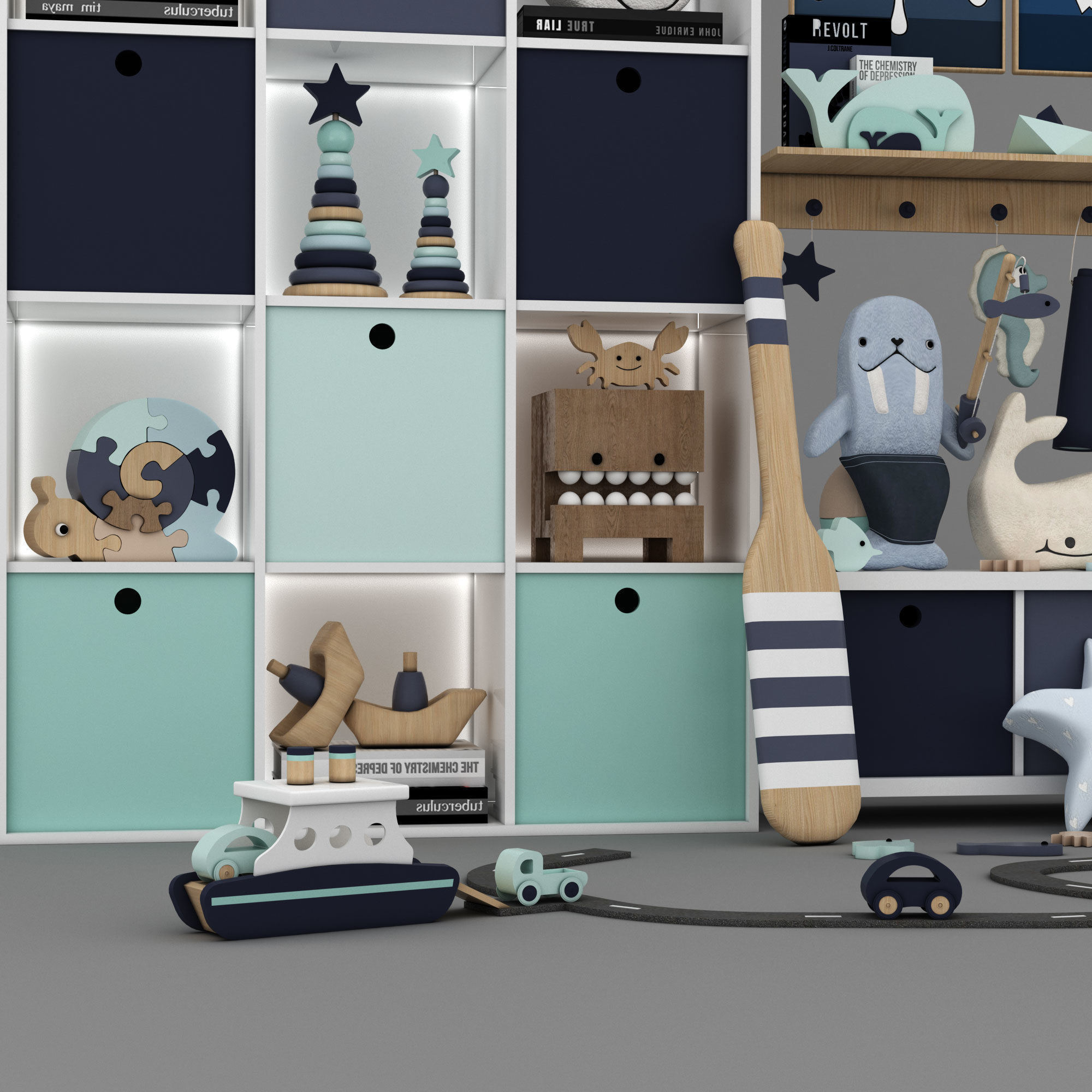 toys and furniture set Low-poly 3D model_3