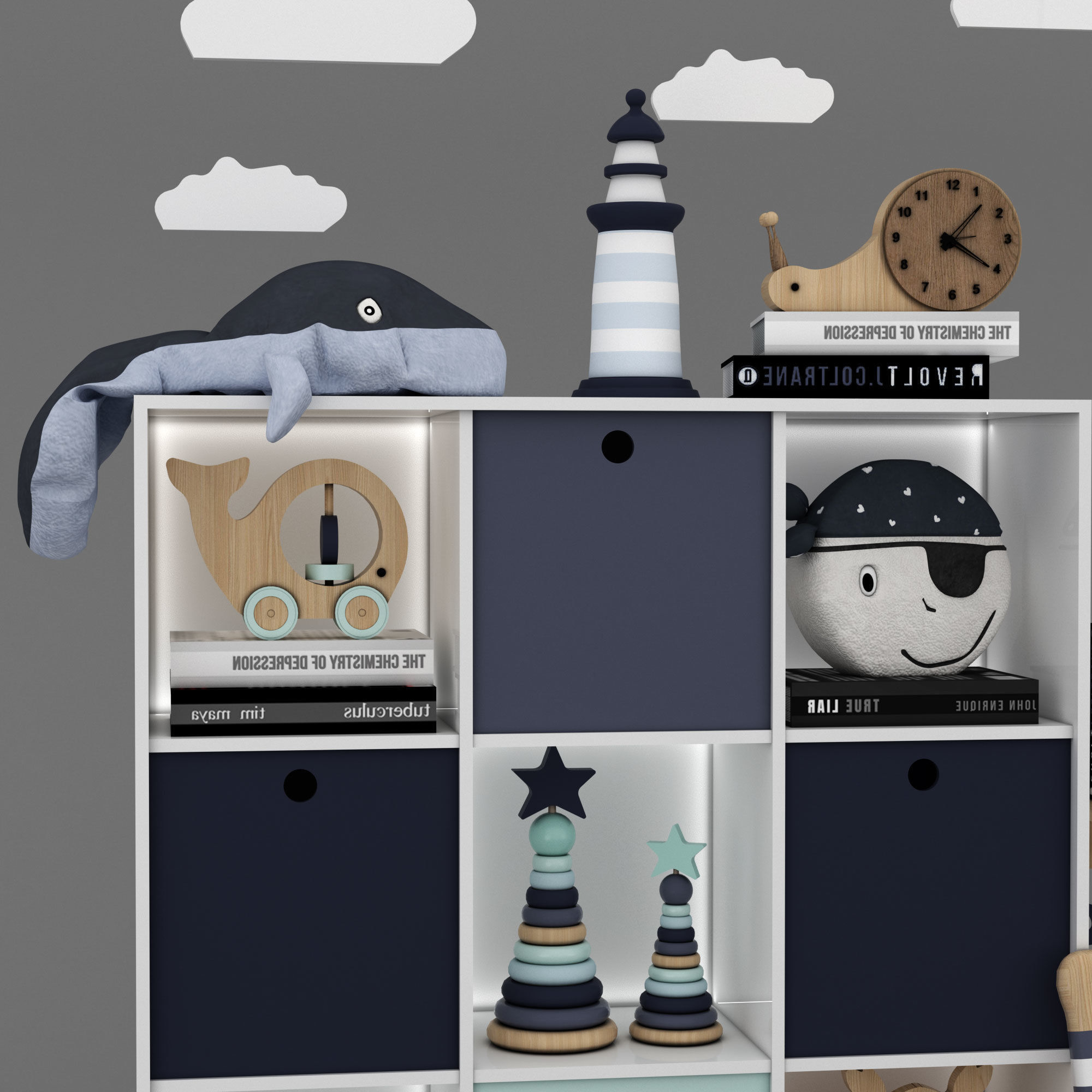 toys and furniture set Low-poly 3D model_2