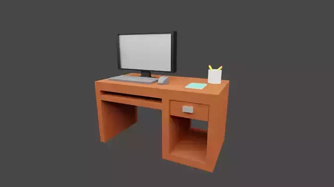 office computer desk with monitor