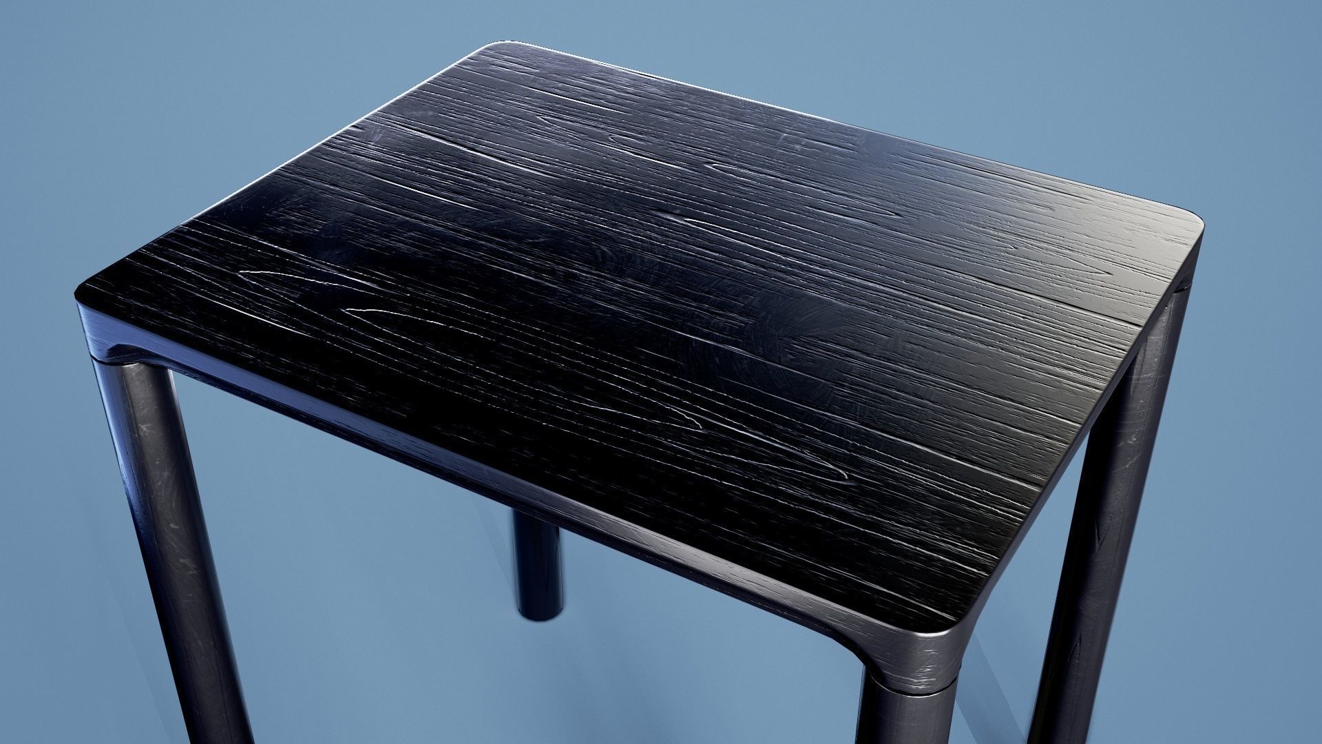 Minimalist Table 001 - Black Wood Low-poly 3D model_2