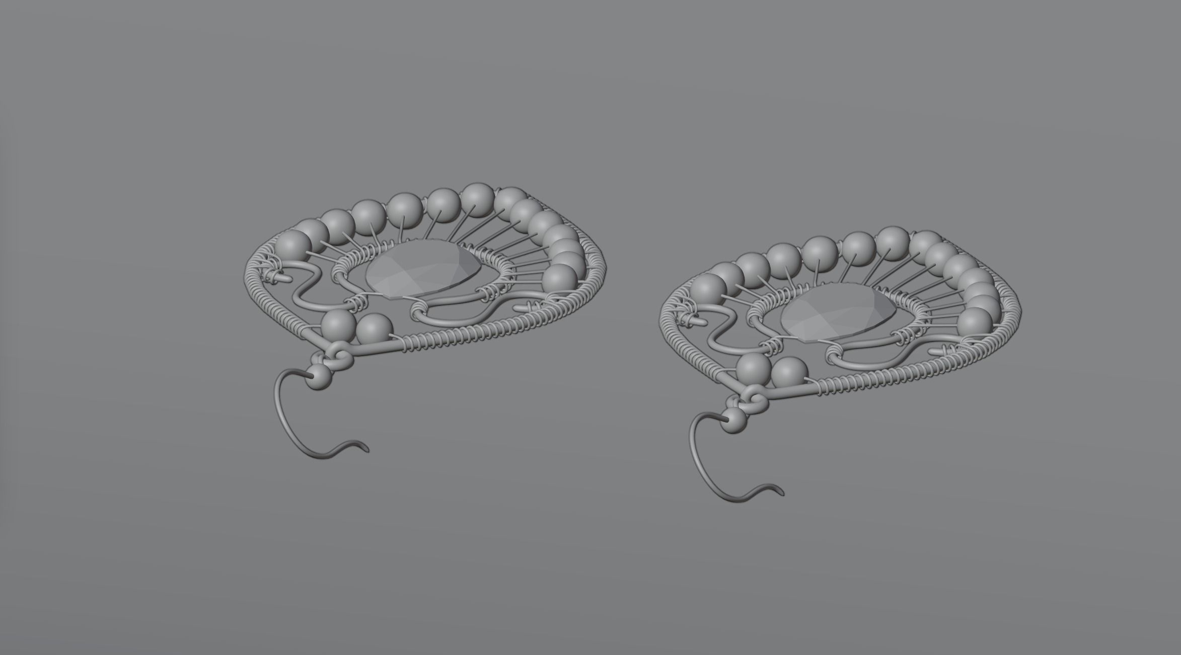 Earring 5 pair of earrings with ornate design 3D model_3