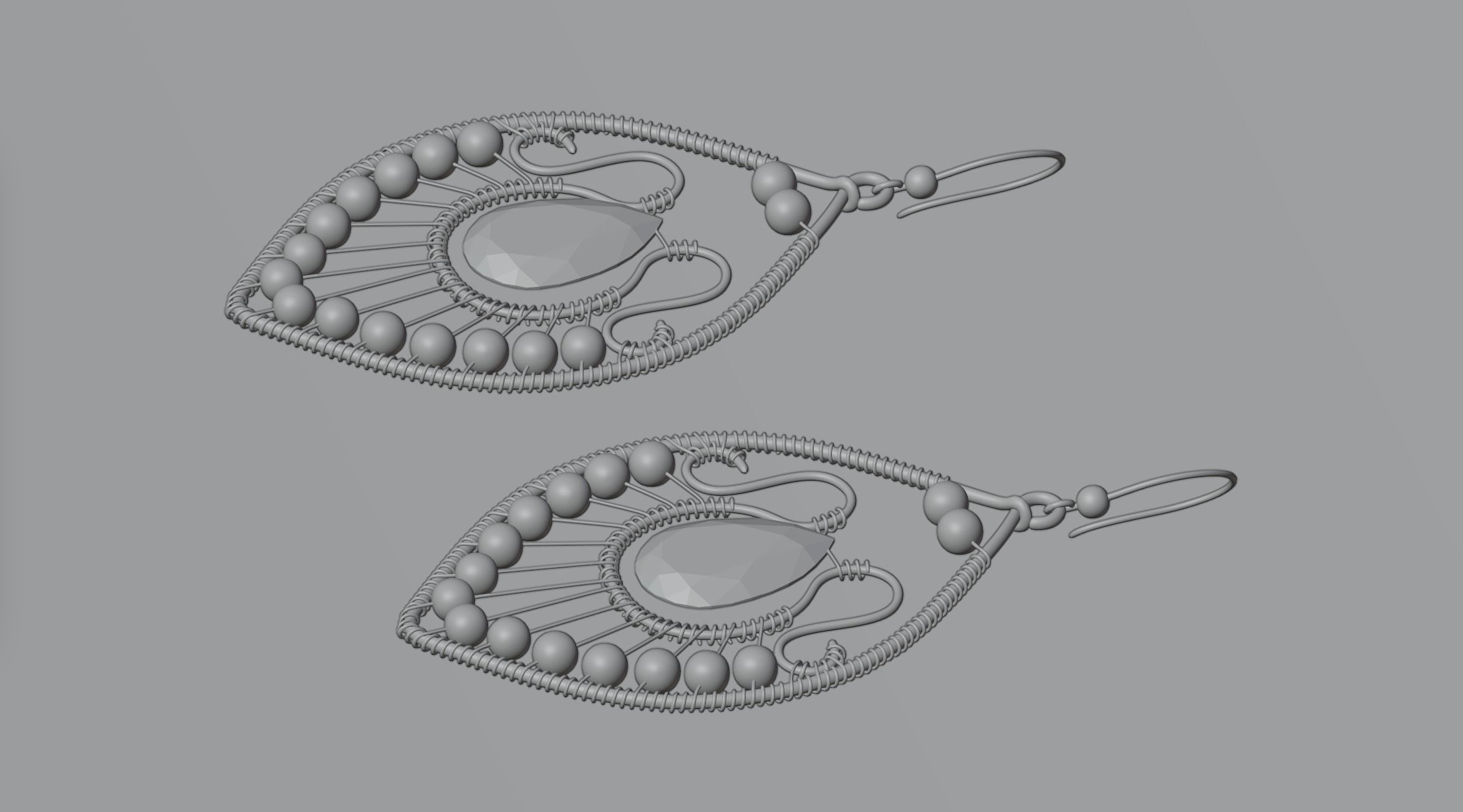 Earring 5 pair of earrings with ornate design 3D model_2