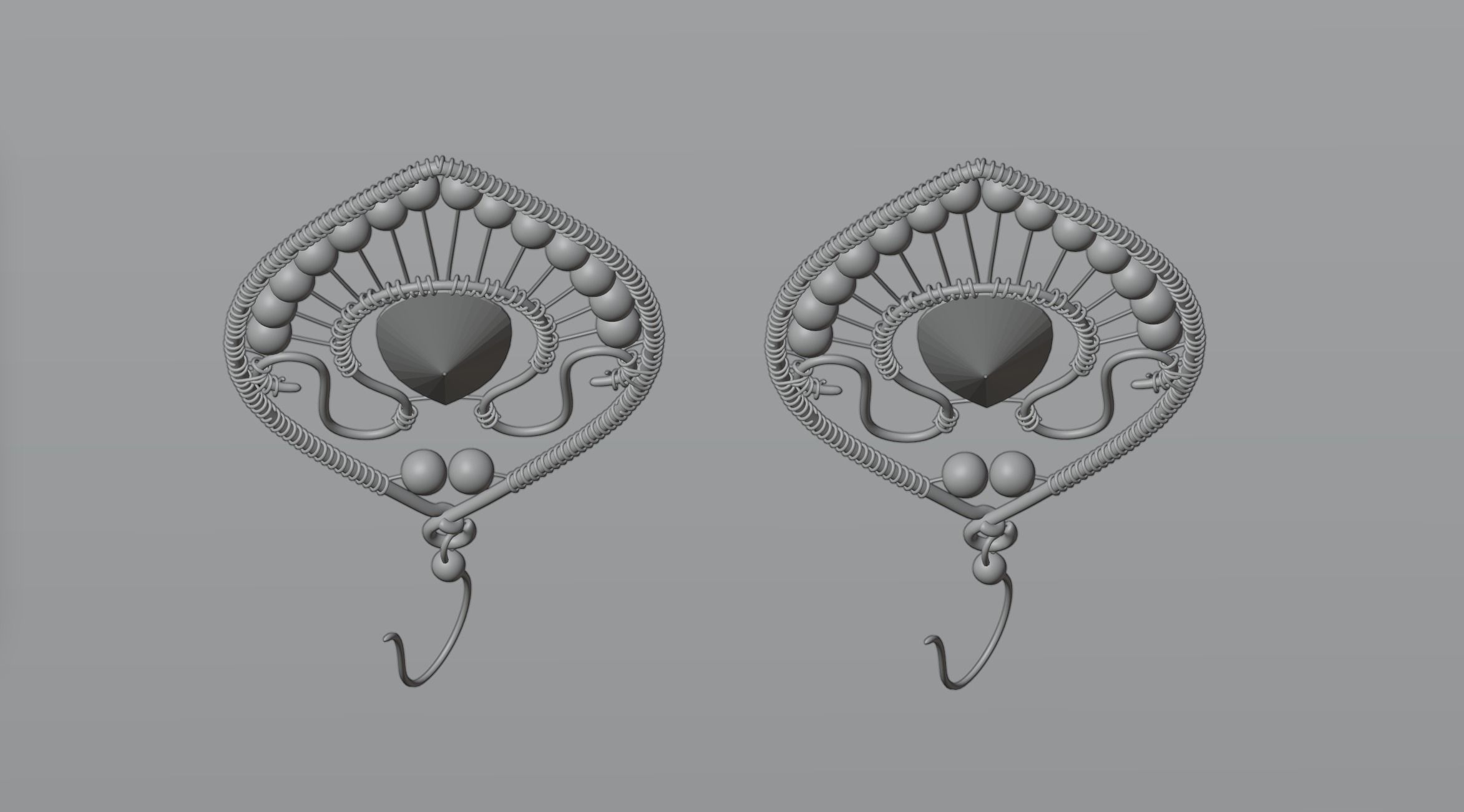 Earring 5 pair of earrings with ornate design 3D model_4