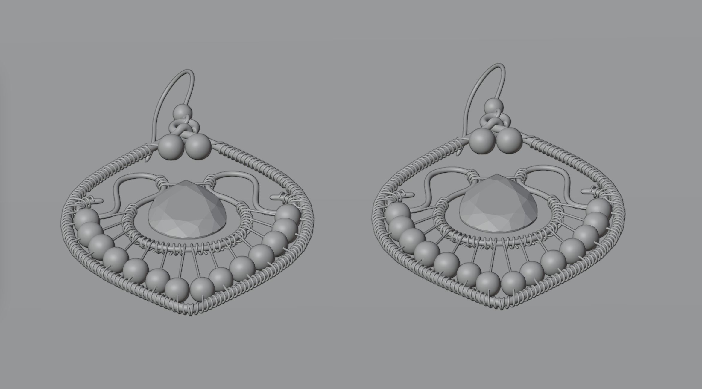 Earring 5 pair of earrings with ornate design 3D model_1