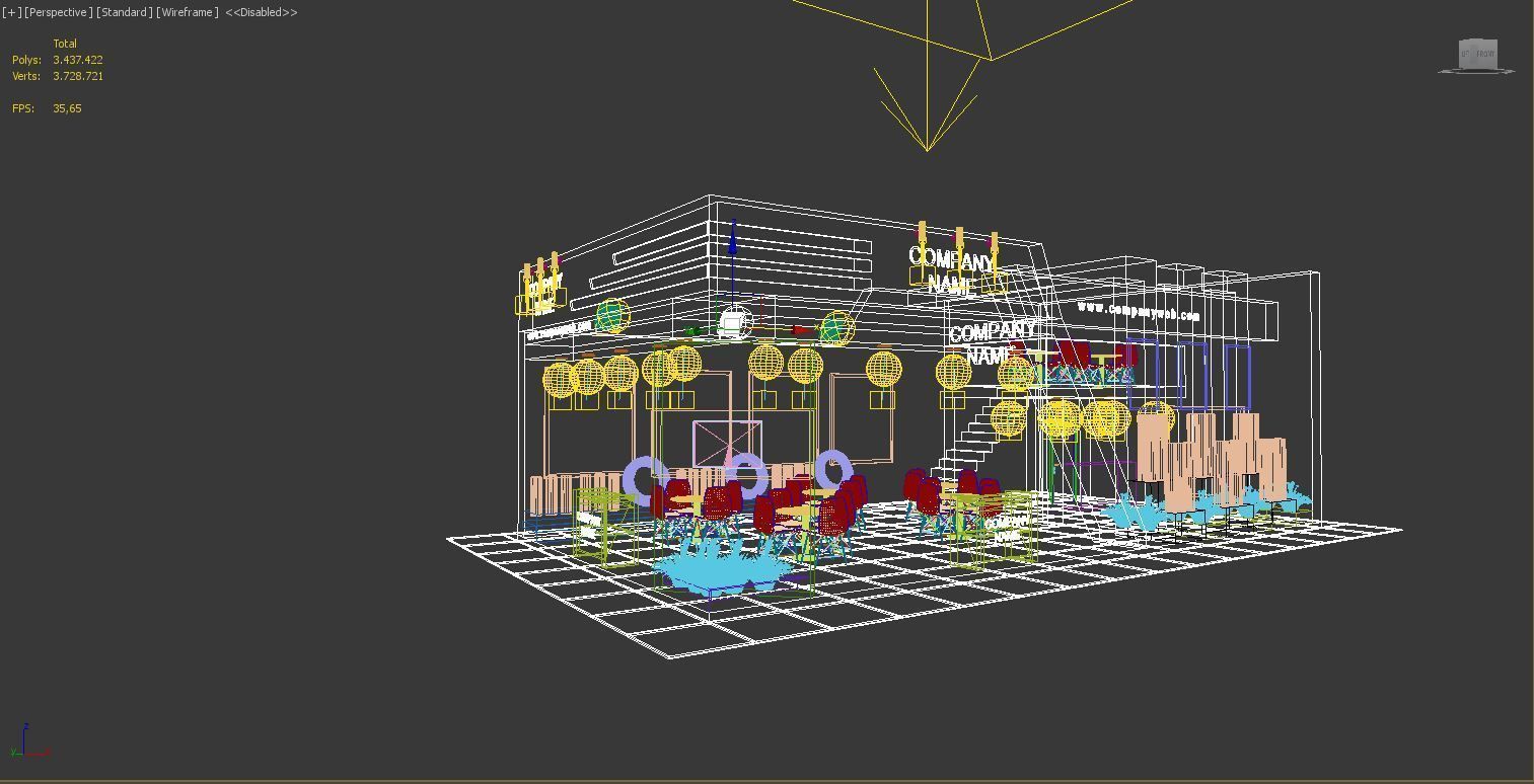 Exhibition Stall Size 14 m x 7 m Height 500 cm 3D model 3D model_6