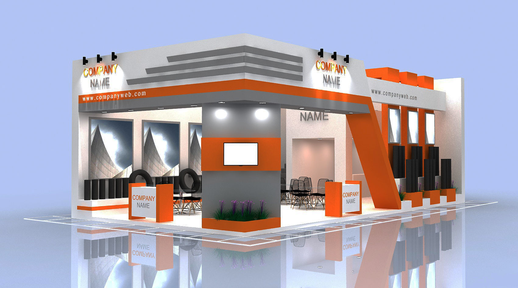 Exhibition Stall Size 14 m x 7 m Height 500 cm 3D model 3D model_1