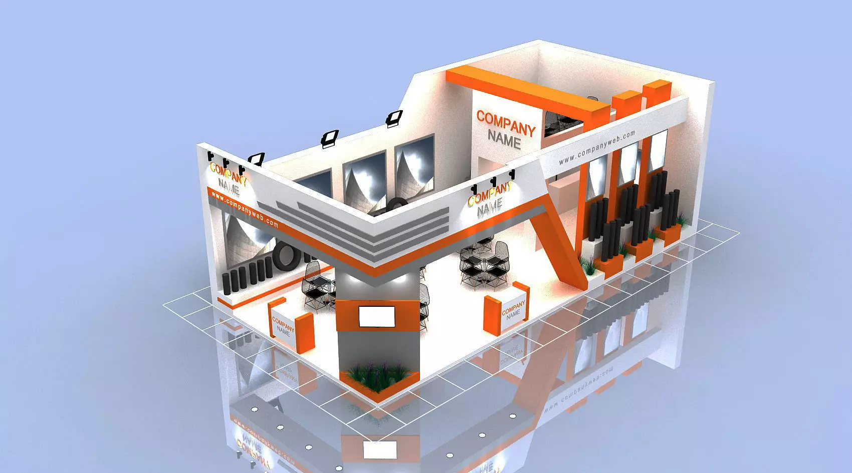 Exhibition Stall Size 14 m x 7 m Height 500 cm 3D model 3D model_0