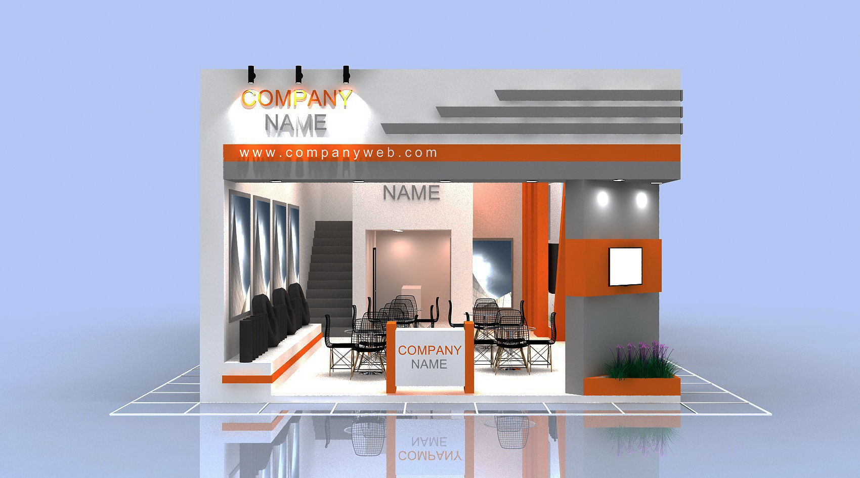 Exhibition Stall Size 14 m x 7 m Height 500 cm 3D model 3D model_3