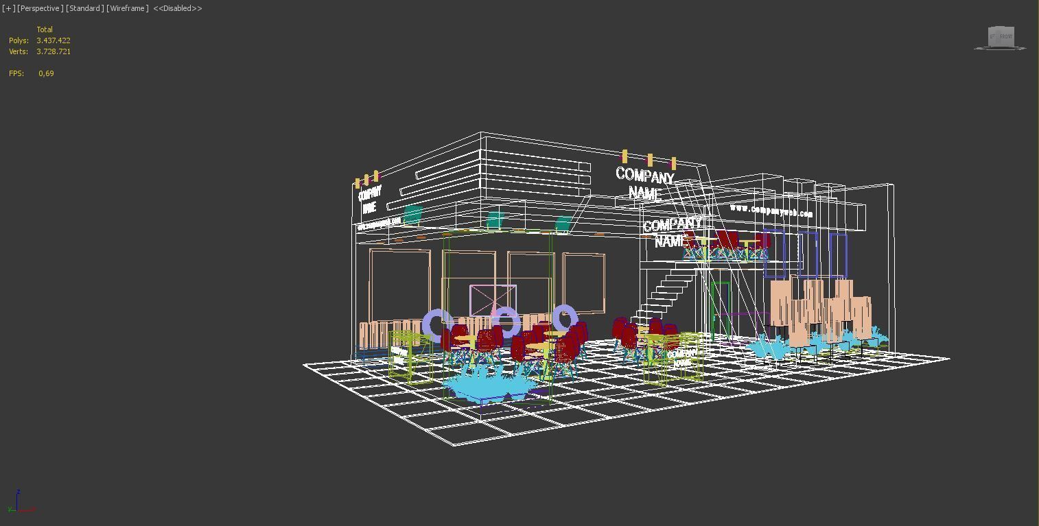Exhibition Stall Size 14 m x 7 m Height 500 cm 3D model 3D model_7