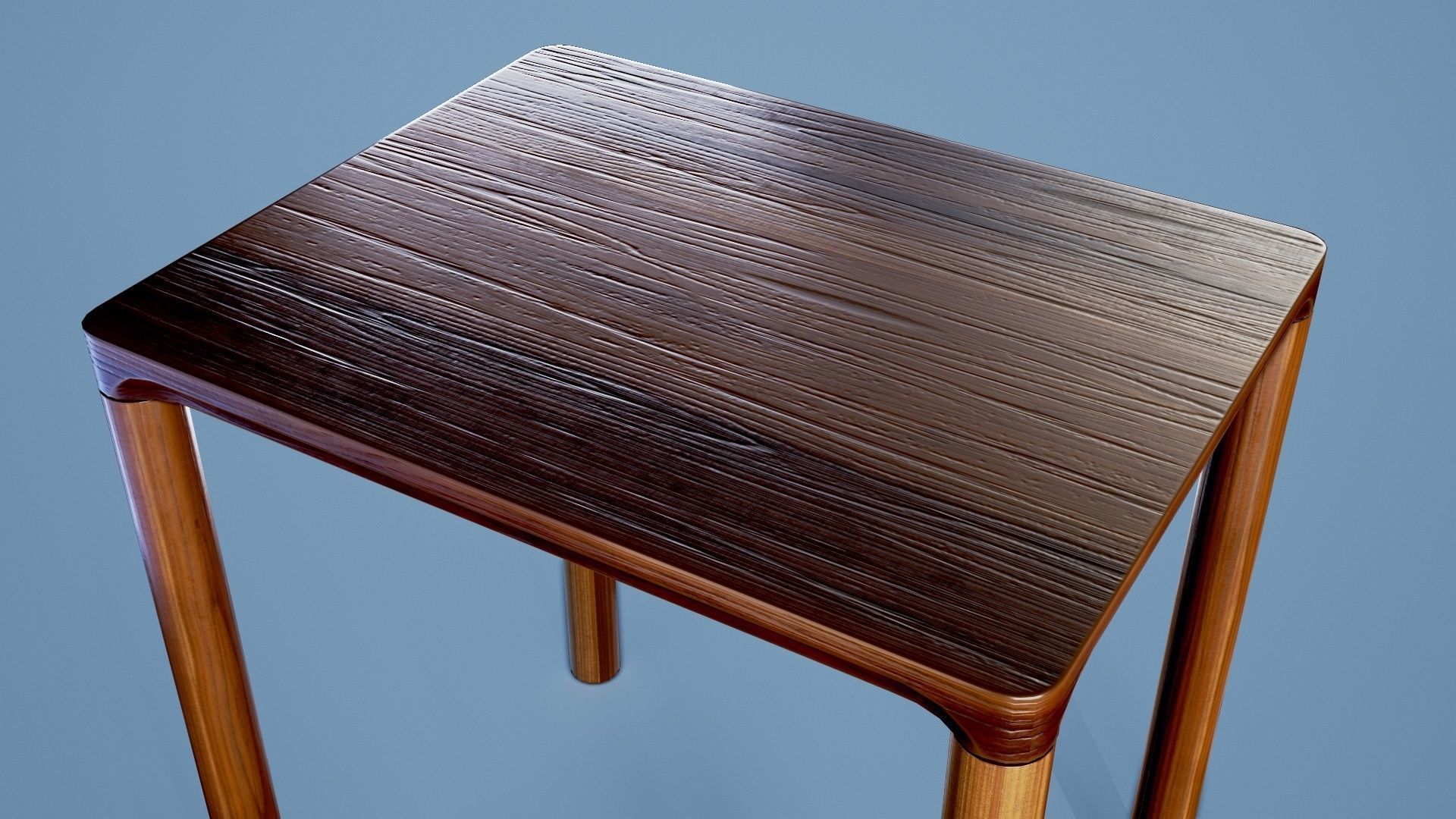 Minimalist Table 001 - Dark Wood Low-poly 3D model_2