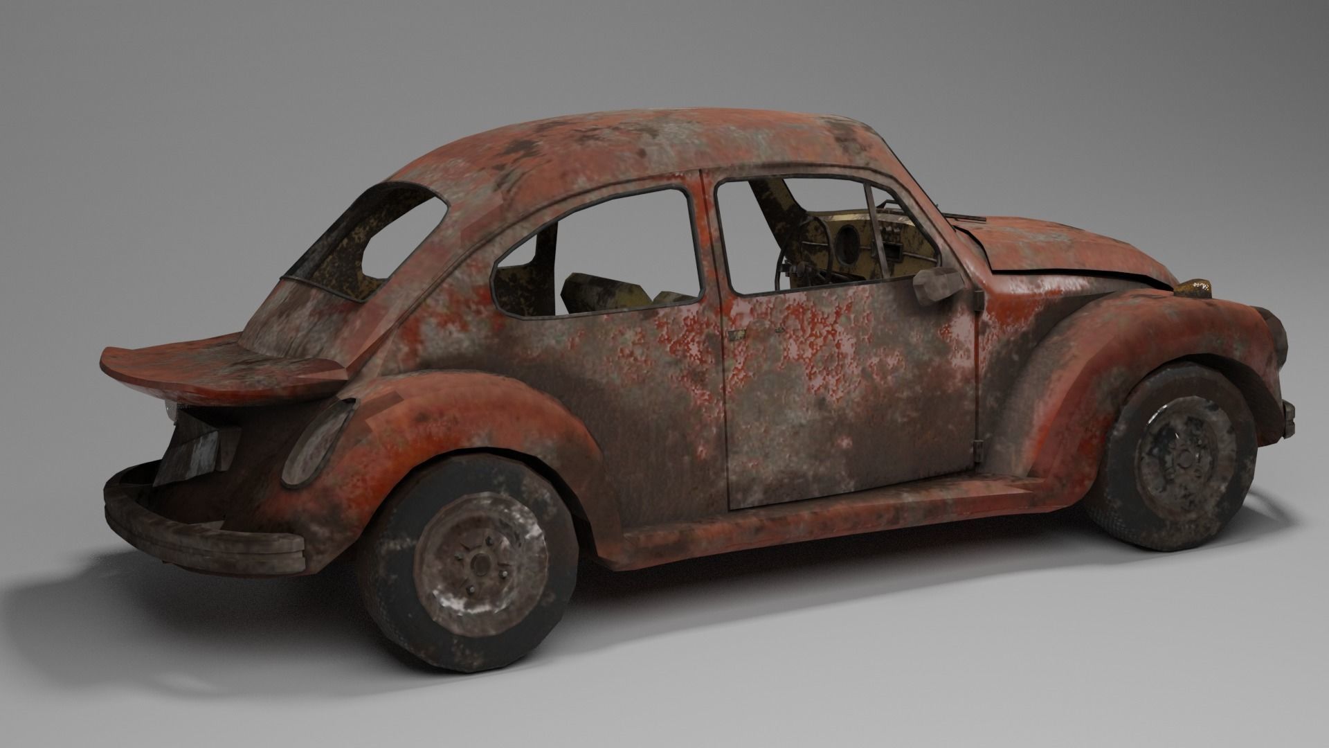 Old beetle Low-poly 3D model_1
