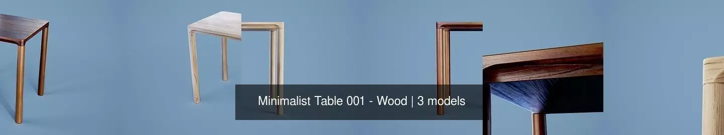Minimalist Table 001 - Wood 3D Model Collection_1