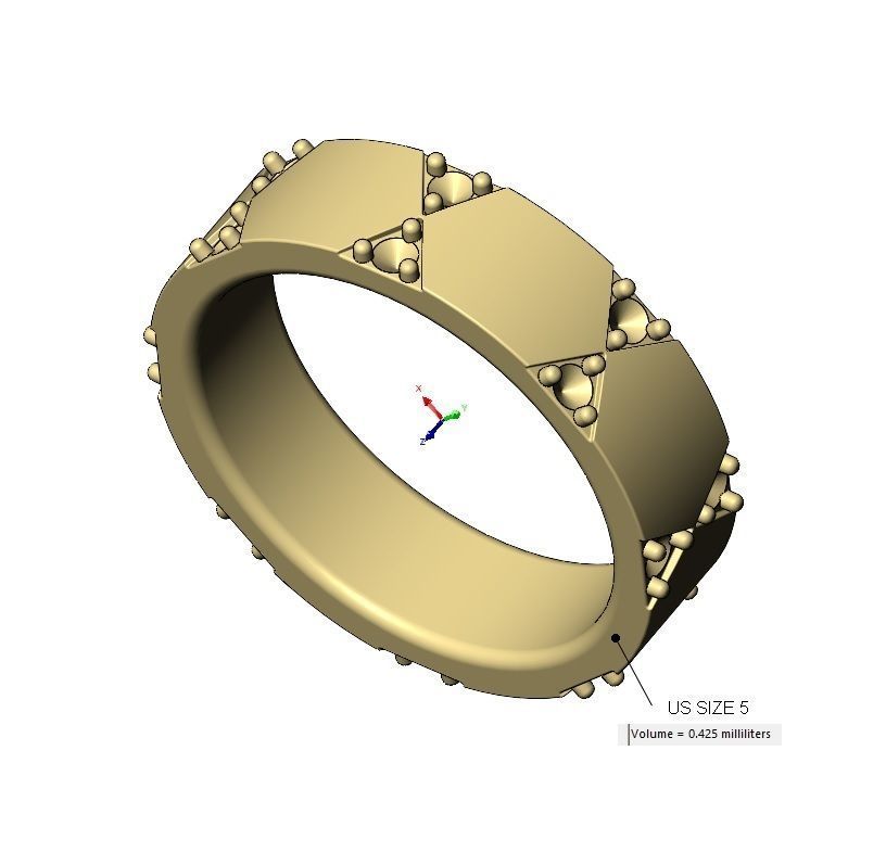 Diamond traingles pattern band US sizes 5to9 3D print model_14