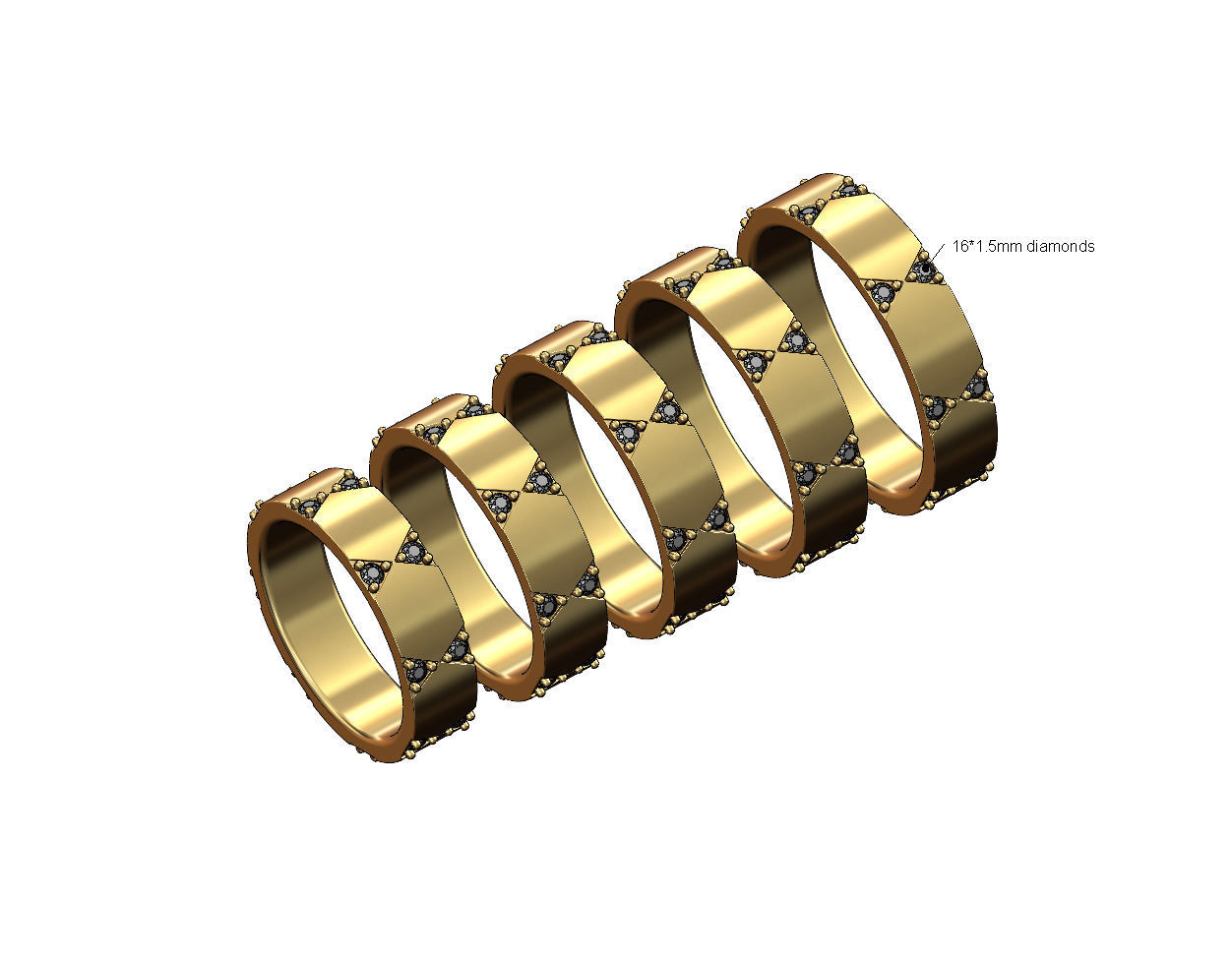 Diamond traingles pattern band US sizes 5to9 3D print model_1