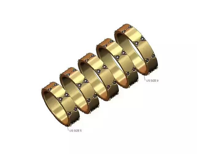 Diamond traingles pattern band US sizes 5to9