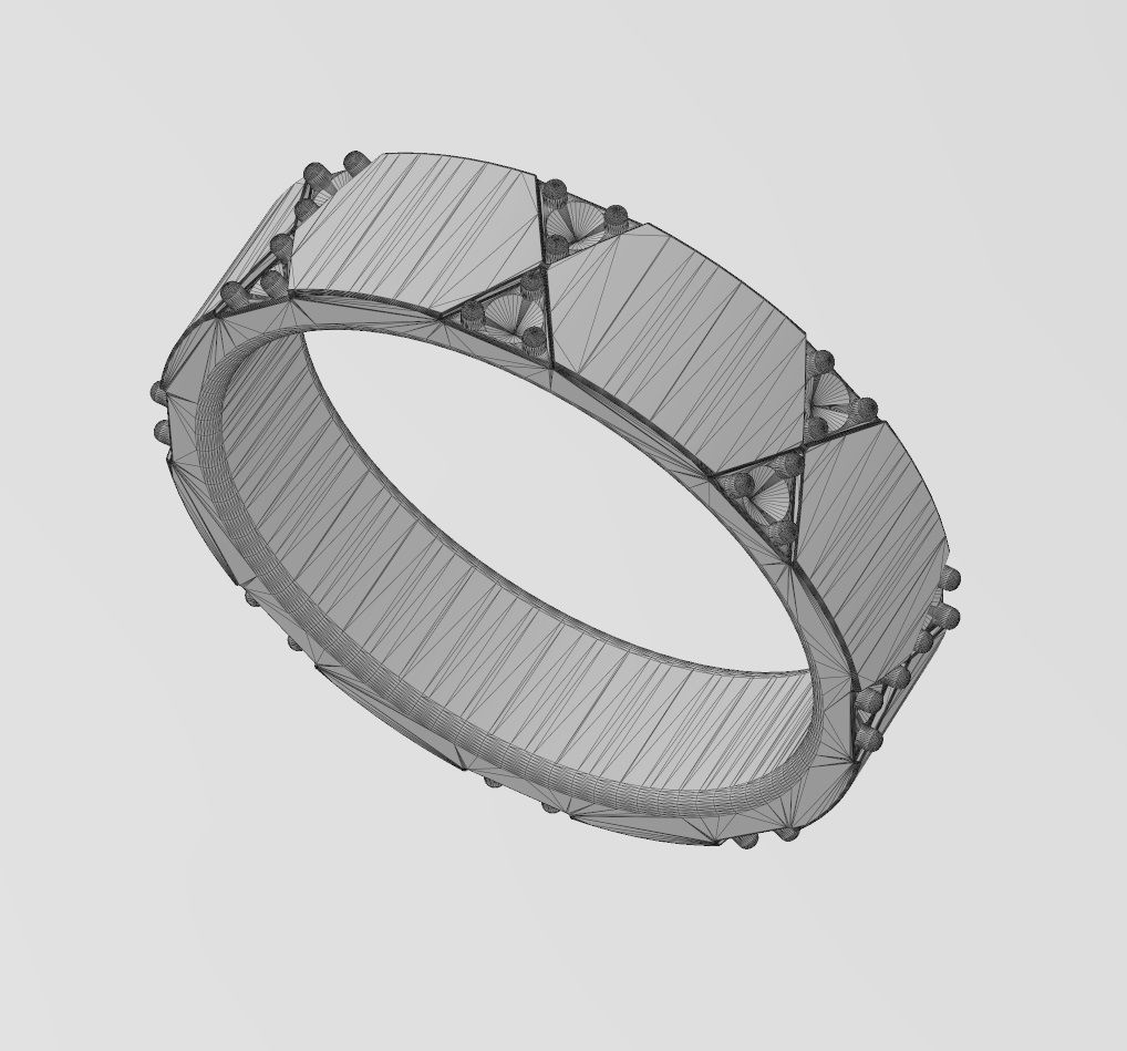 Diamond traingles pattern band US sizes 5to9 3D print model_13