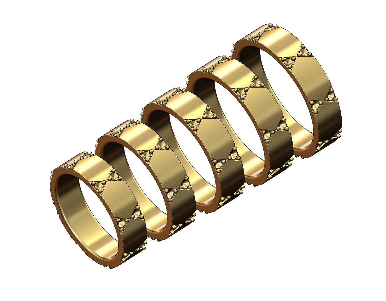 Diamond traingles pattern band US sizes 5to9 3D print model_4