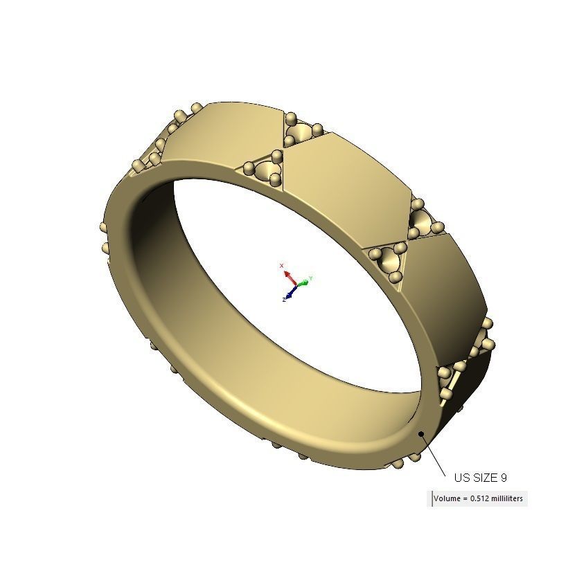 Diamond traingles pattern band US sizes 5to9 3D print model_10