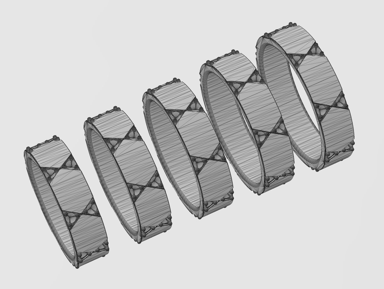 Diamond traingles pattern band US sizes 5to9 3D print model_11