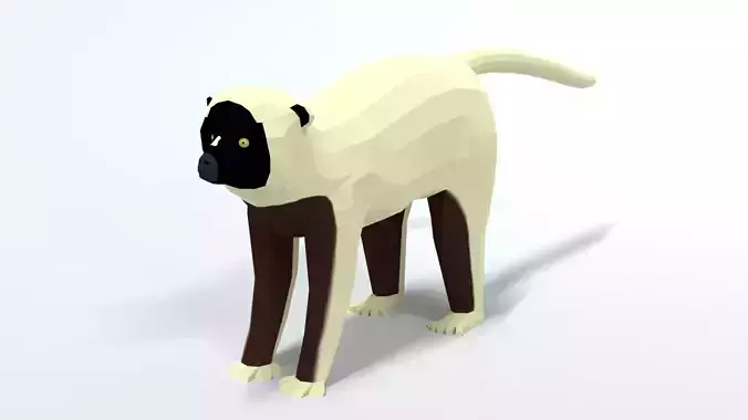 Low Poly Cartoon Sifaka Lemur