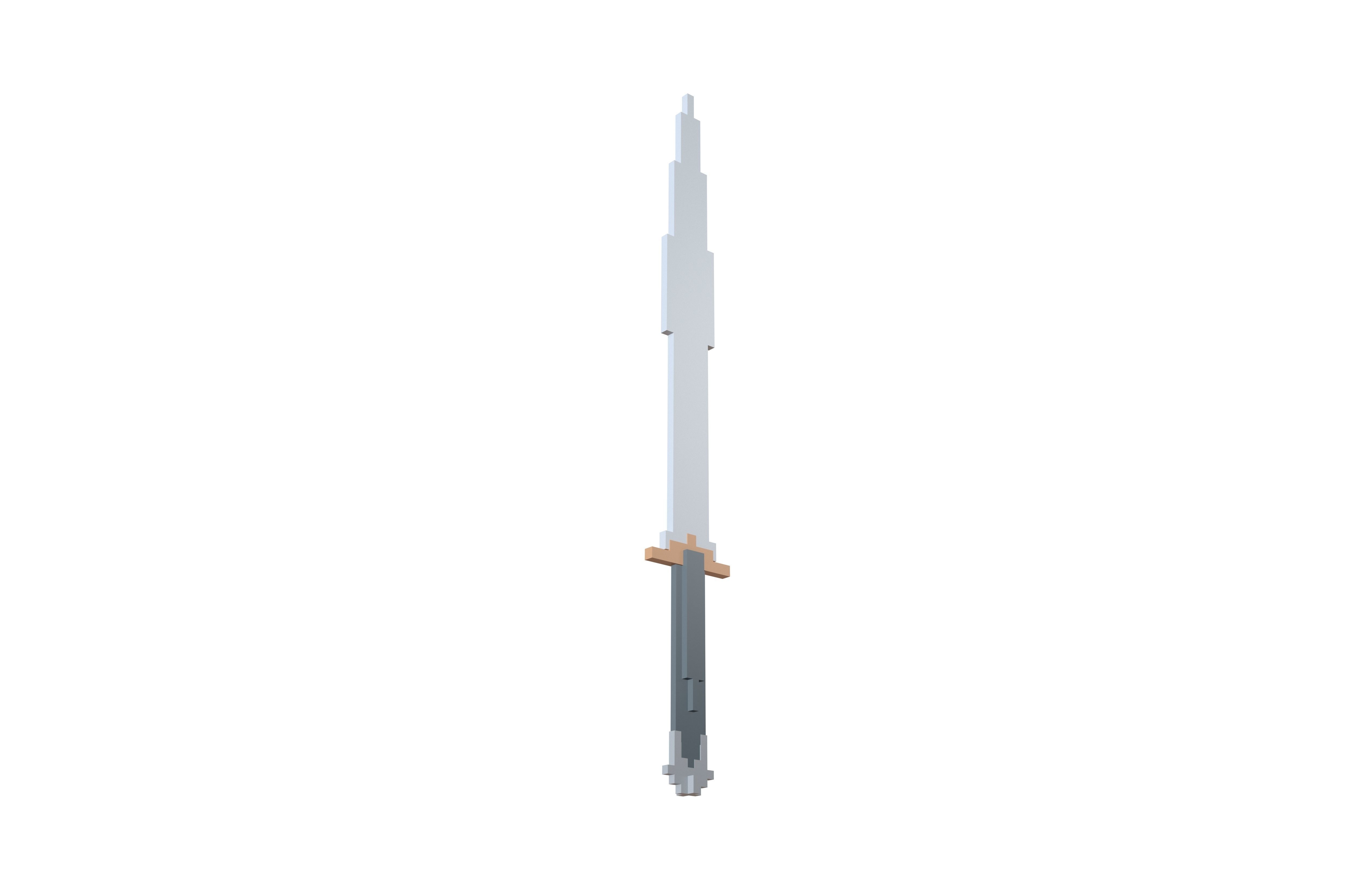 Voxel Sword v1 001 Low-poly 3D model_3